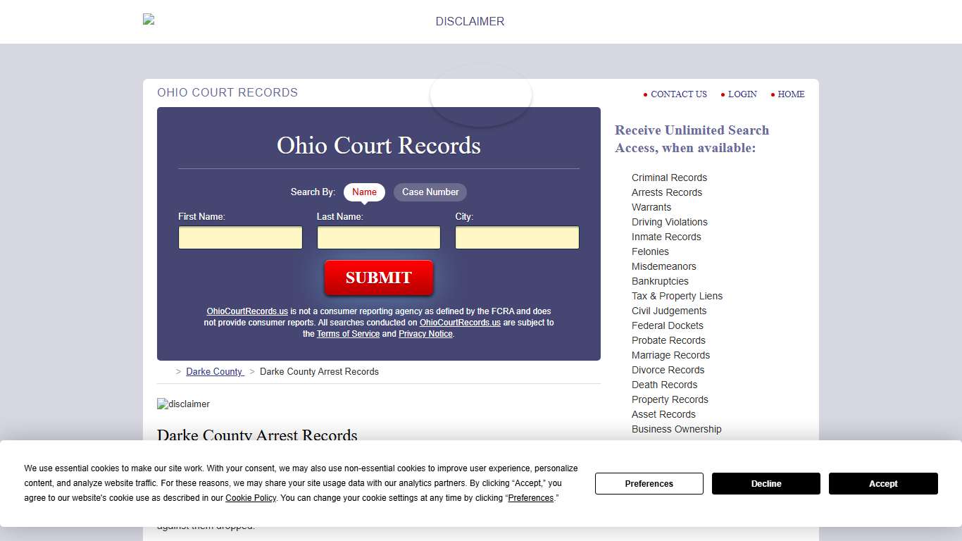 Darke County Arrest Records OhioCourtRecords.us